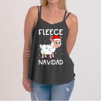 Fleece Navidad Funny Christmas Sheep Feliz Xmas Lights Women's Strappy Tank