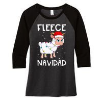 Fleece Navidad Funny Christmas Sheep Feliz Xmas Lights Women's Tri-Blend 3/4-Sleeve Raglan Shirt