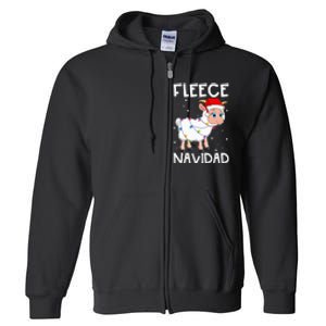 Fleece Navidad Funny Christmas Sheep Feliz Xmas Lights Full Zip Hoodie