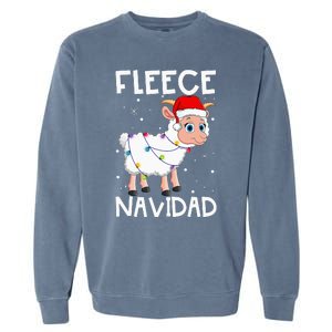 Fleece Navidad Funny Christmas Sheep Feliz Xmas Lights Garment-Dyed Sweatshirt