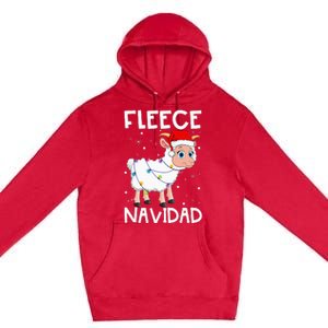 Fleece Navidad Funny Christmas Sheep Feliz Xmas Lights Premium Pullover Hoodie