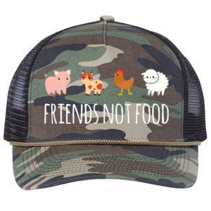 Friends Not Food Vegetarian Vegan Retro Rope Trucker Hat Cap