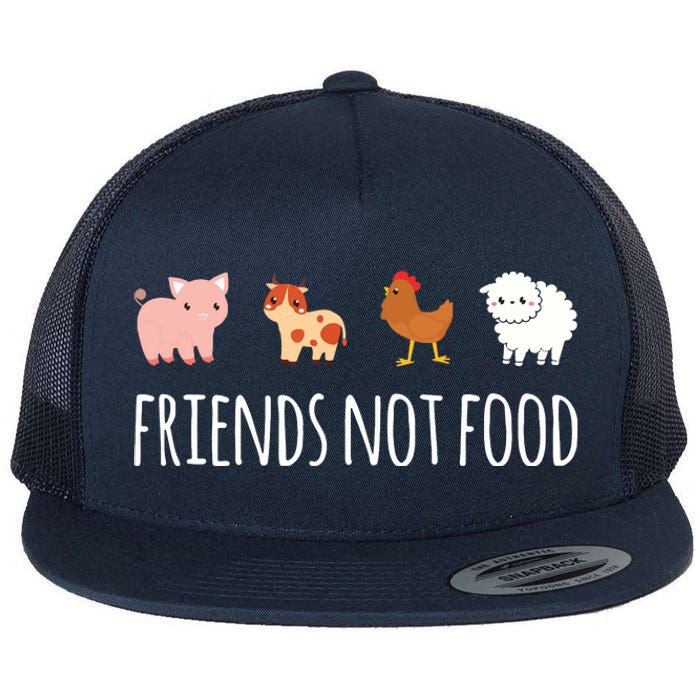 Friends Not Food Vegetarian Vegan Flat Bill Trucker Hat