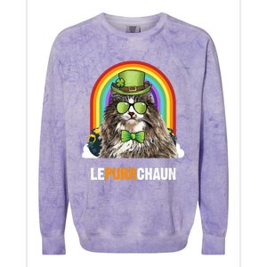 Funny Norwegian Forest Cat Lepurrchaun St Patricks Day Gift Colorblast Crewneck Sweatshirt