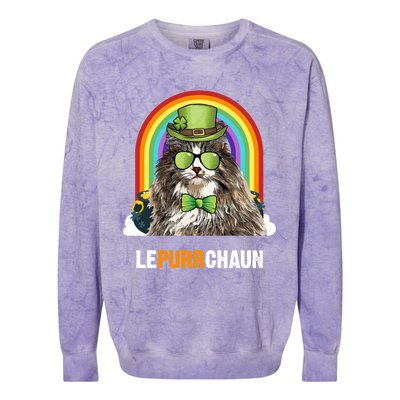 Funny Norwegian Forest Cat Lepurrchaun St Patricks Day Gift Colorblast Crewneck Sweatshirt