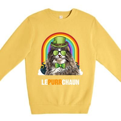 Funny Norwegian Forest Cat Lepurrchaun St Patricks Day Gift Premium Crewneck Sweatshirt