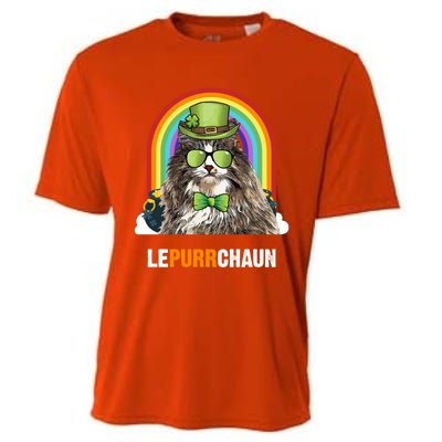 Funny Norwegian Forest Cat Lepurrchaun St Patricks Day Gift Cooling Performance Crew T-Shirt