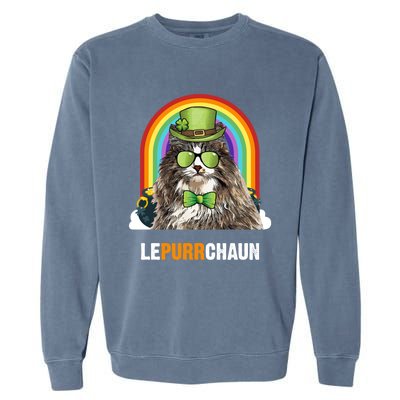 Funny Norwegian Forest Cat Lepurrchaun St Patricks Day Gift Garment-Dyed Sweatshirt