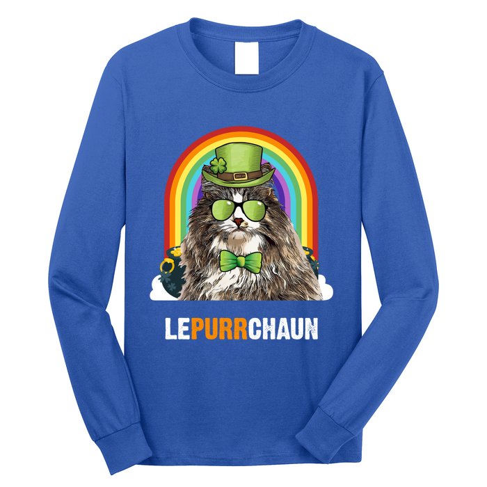 Funny Norwegian Forest Cat Lepurrchaun St Patricks Day Gift Long Sleeve Shirt