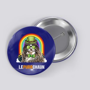 Funny Norwegian Forest Cat Lepurrchaun St Patricks Day Gift Button