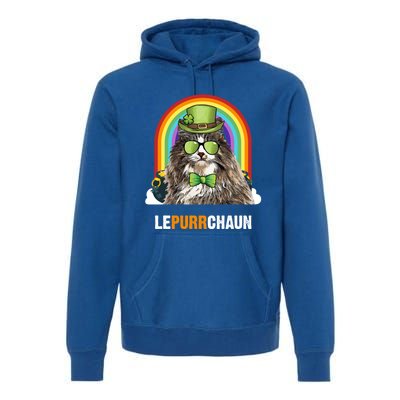 Funny Norwegian Forest Cat Lepurrchaun St Patricks Day Gift Premium Hoodie