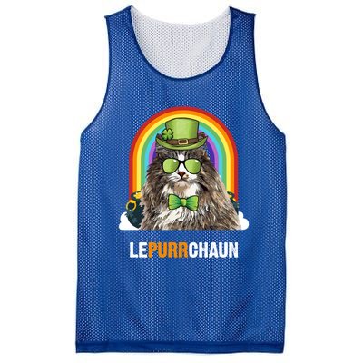 Funny Norwegian Forest Cat Lepurrchaun St Patricks Day Gift Mesh Reversible Basketball Jersey Tank