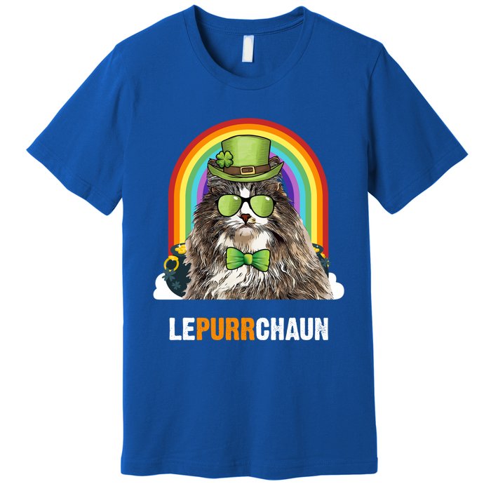 Funny Norwegian Forest Cat Lepurrchaun St Patricks Day Gift Premium T-Shirt