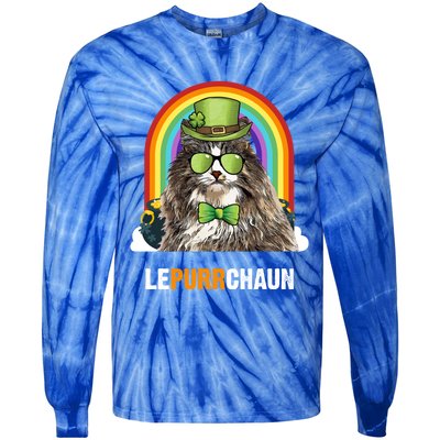 Funny Norwegian Forest Cat Lepurrchaun St Patricks Day Gift Tie-Dye Long Sleeve Shirt