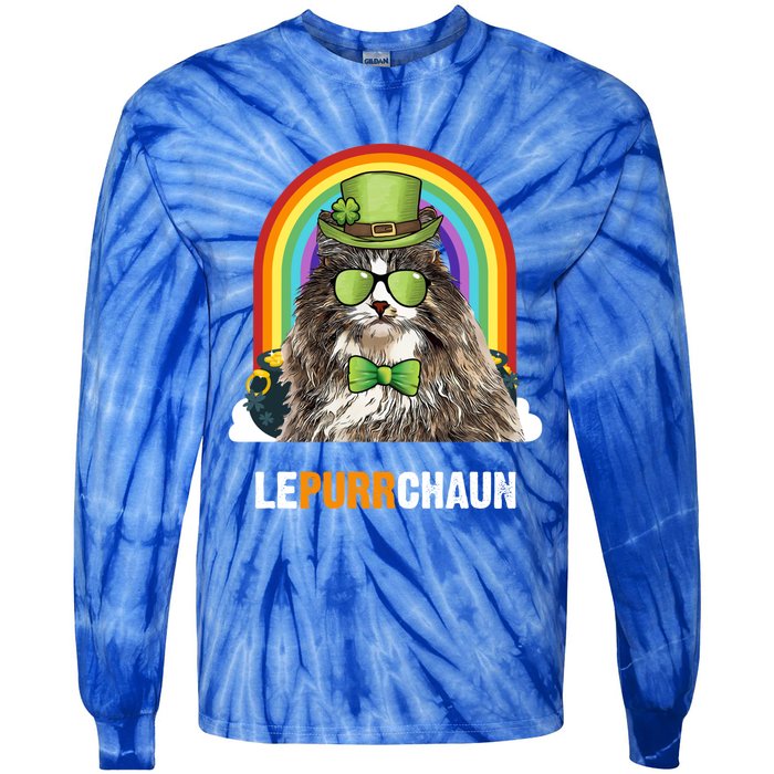 Funny Norwegian Forest Cat Lepurrchaun St Patricks Day Gift Tie-Dye Long Sleeve Shirt