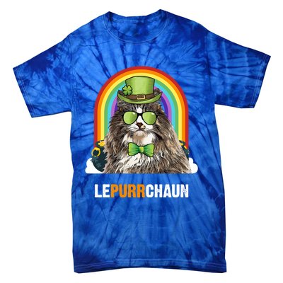 Funny Norwegian Forest Cat Lepurrchaun St Patricks Day Gift Tie-Dye T-Shirt