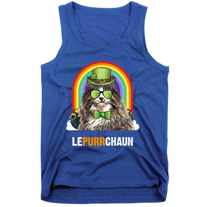 Funny Norwegian Forest Cat Lepurrchaun St Patricks Day Gift Tank Top