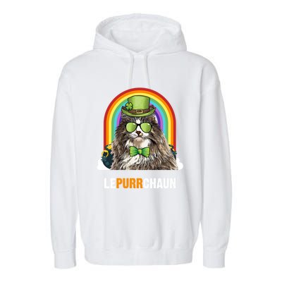 Funny Norwegian Forest Cat Lepurrchaun St Patricks Day Gift Garment-Dyed Fleece Hoodie