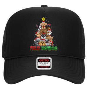 Feliz Navidog Feliz Navidad Christmas For Dog Lovers High Crown Mesh Back Trucker Hat