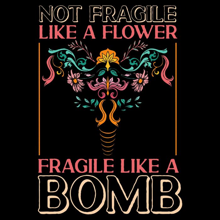 Feminist Not Fragile Like A Flower Fragile Like A Bomb Drawstring Bag