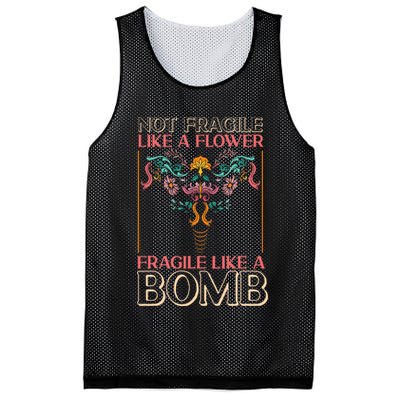 Feminist Not Fragile Like A Flower Fragile Like A Bomb Mesh Reversible Basketball Jersey Tank