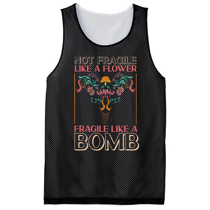 Feminist Not Fragile Like A Flower Fragile Like A Bomb Mesh Reversible Basketball Jersey Tank