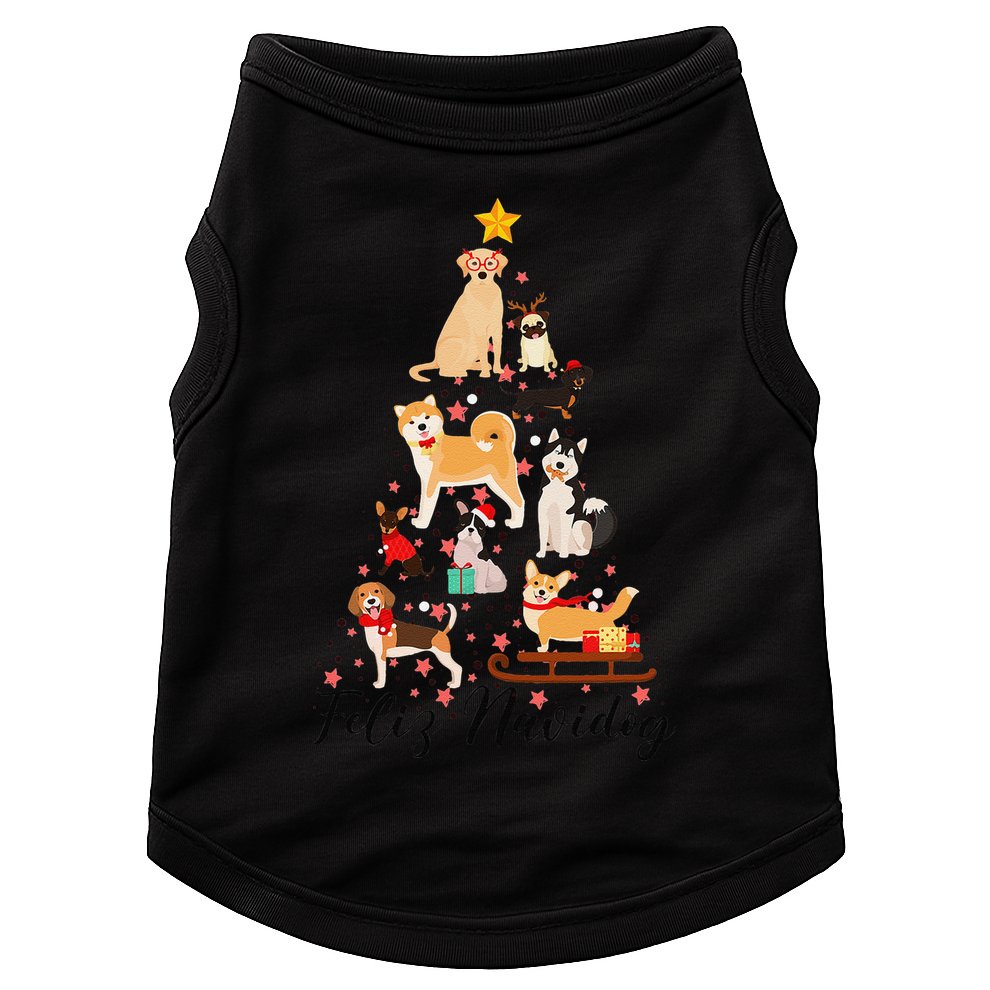 Feliz Navidog Funny Christmas Tree Lights Dog Lovers Gifts Doggie Tank