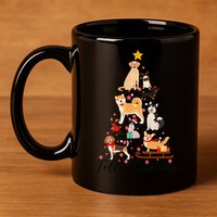 Feliz Navidog Funny Christmas Tree Lights Dog Lovers Gifts 11oz C Handle Ceramic Mug