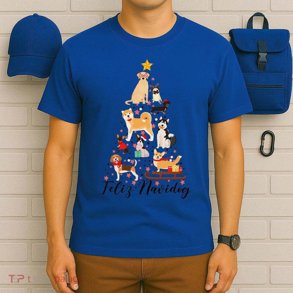 Feliz Navidog Funny Christmas Tree Lights Dog Lovers Gifts T-Shirt