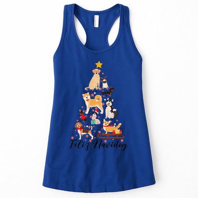 Feliz Navidog Funny Christmas Tree Lights Dog Lovers Gifts Womens Tank Top