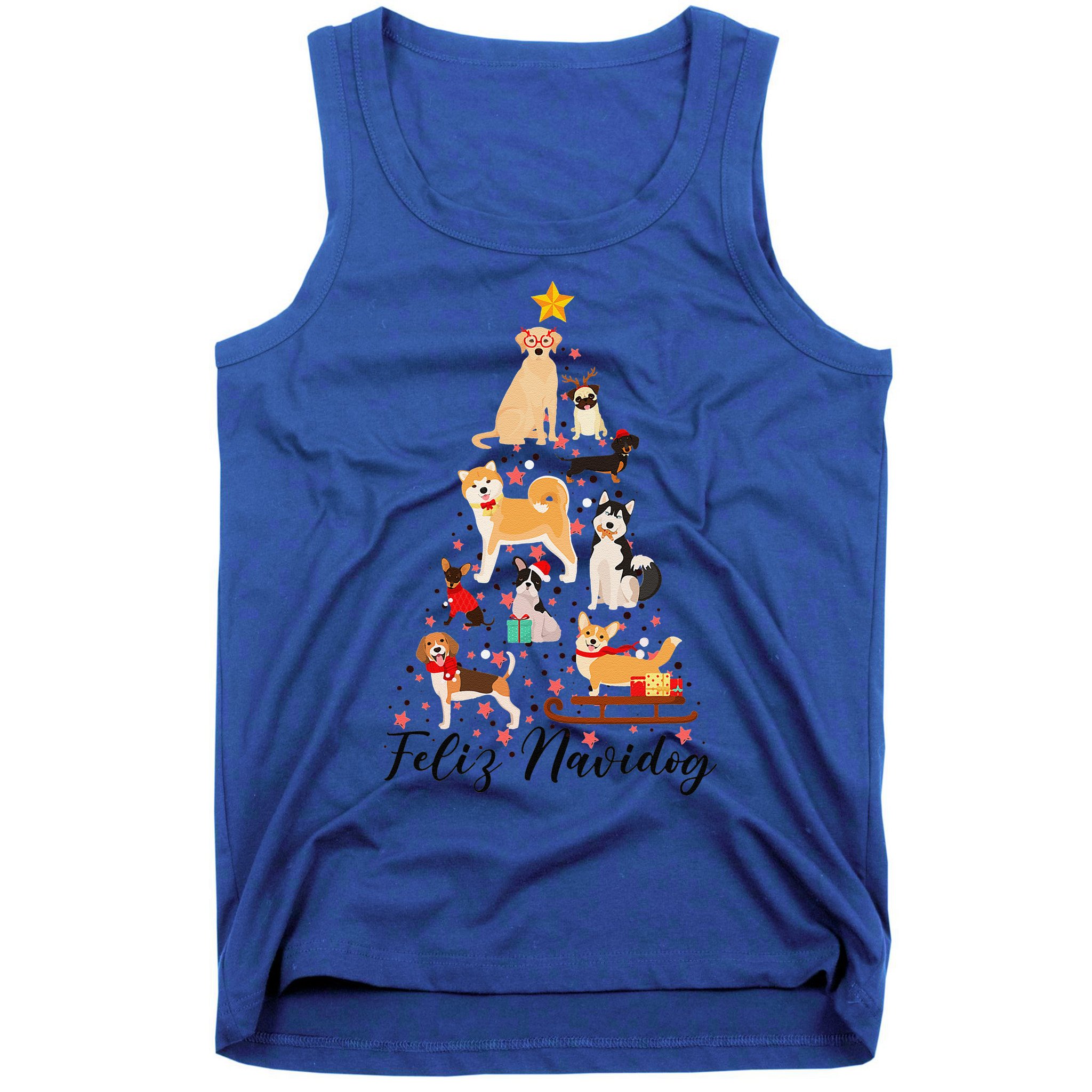 Feliz Navidog Funny Christmas Tree Lights Dog Lovers Gifts Tank Top