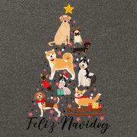 Feliz Navidog Funny Christmas Tree Lights Dog Lovers Gifts Cotton Canvas Backpack