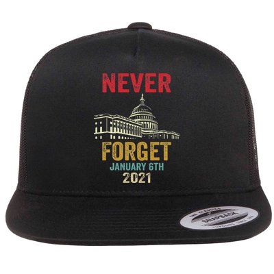 Funny Never Forget 6th January 2021 Distressed Flat Bill Trucker Hat