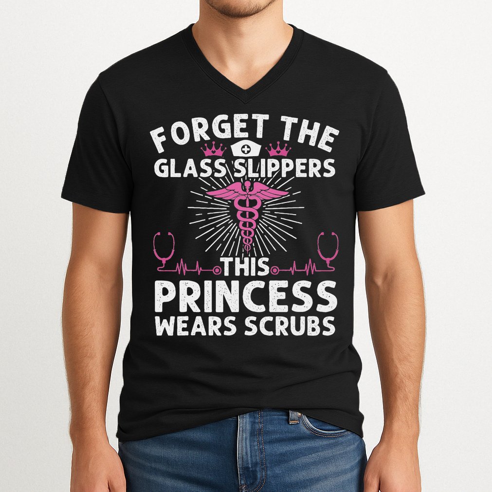 Funny Nurse Gift For Women Cool This Princess Wears Scrubs V-Neck T-Shirt