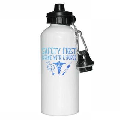 Funny Nurse Gift Safety First With A Nurse Rn Np Party Gift Aluminum Water Bottle