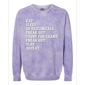 Funny Nurse Gift Eat Sleep Clinicals Freak Out Slay Rn Lpn Meaningful Gift Colorblast Crewneck Sweatshirt