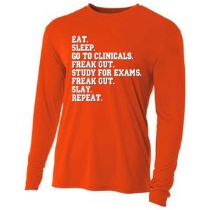 Funny Nurse Gift Eat Sleep Clinicals Freak Out Slay Rn Lpn Meaningful Gift Cooling Performance Long Sleeve Crew