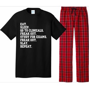 Funny Nurse Gift Eat Sleep Clinicals Freak Out Slay Rn Lpn Meaningful Gift Pajama Set