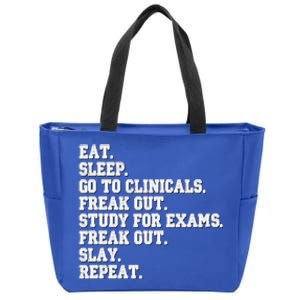 Funny Nurse Gift Eat Sleep Clinicals Freak Out Slay Rn Lpn Meaningful Gift Zip Tote Bag