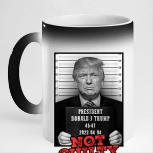 Funny Not Guilty Donald Trump Mug Shot 11oz Black Color Changing Mug