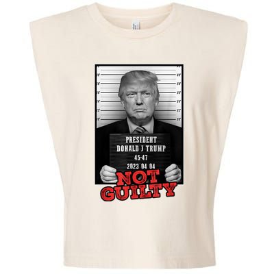 Funny Not Guilty Donald Trump Mug Shot Garment-Dyed Women's Muscle Tee