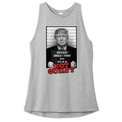 Funny Not Guilty Donald Trump Mug Shot Ladies PosiCharge Tri-Blend Wicking Tank