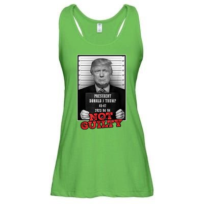 Funny Not Guilty Donald Trump Mug Shot Ladies Essential Flowy Tank