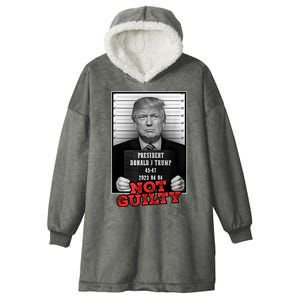 Funny Not Guilty Donald Trump Mug Shot Hooded Wearable Blanket