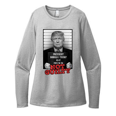 Funny Not Guilty Donald Trump Mug Shot Womens CVC Long Sleeve Shirt