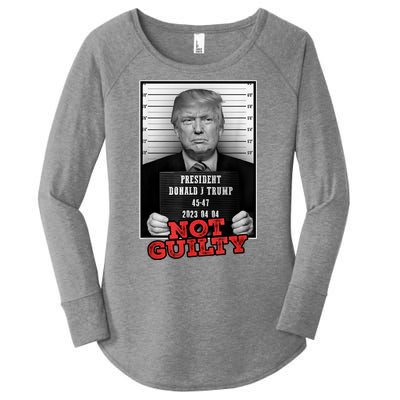 Funny Not Guilty Donald Trump Mug Shot Women's Perfect Tri Tunic Long Sleeve Shirt