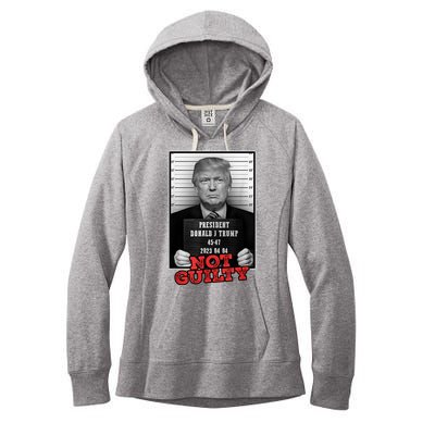 Funny Not Guilty Donald Trump Mug Shot Women's Fleece Hoodie