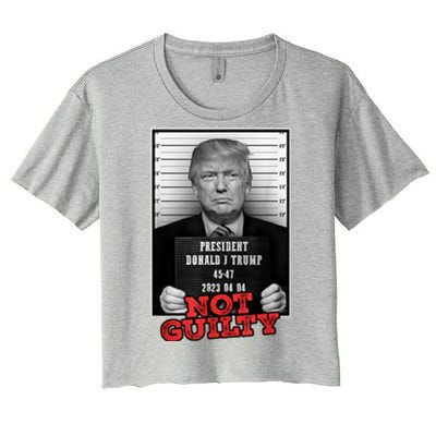 Funny Not Guilty Donald Trump Mug Shot Women's Crop Top Tee