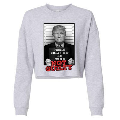 Funny Not Guilty Donald Trump Mug Shot Cropped Pullover Crew