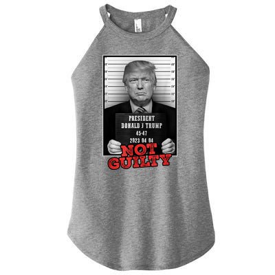 Funny Not Guilty Donald Trump Mug Shot Women’s Perfect Tri Rocker Tank